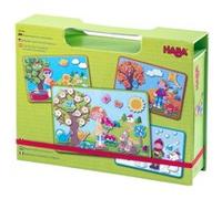 HABA 303386 - Boîte de Jeu magnétique Les 4 Saisons - 90 pièces magnétiques avec 4 scènes de Fond dans Un étui de Transport en Carton