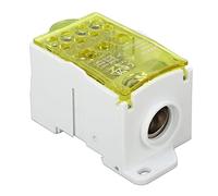 Boîte de Jonction à Bornier Rail DIN, Boîtier de Distribution Puissance 690V 400A, Isolation Ignifuge - Conducteur en Laiton, Connecteurs Polyvalents, Usage Industriel (Jaune)