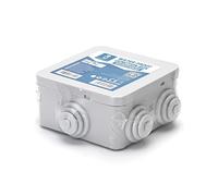 Boîte de jonction carrée résistante à l'eau, idéale pour les environnements exigeants. Taille compacte de 80 x 80 x 40 mm, indice IP44 et couleur grise, garantissant durabilité et protection.