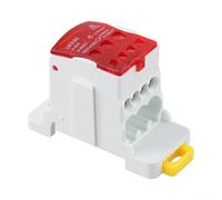 Boîte de jonction d'alimentation à montage sur rail DIN 80 A, 80 A - 500 A - Connecteur de bornier unipolaire avec conducteurs en laiton étamé, boîtier PC ignifuge, pour distribution électrique et