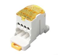 Boîte de jonction d'alimentation sur rail DIN 80 A avec conducteur en laiton étamé, connecteur de terminal de distribution de sortie multicanal avec PC ignifuge (jaune)