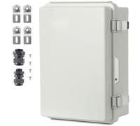 Boîte de jonction électrique d'extérieur - 300 x 200 x 180 mm, boîtier en plastique ABS avec couvercle à charnière, verrou en acier inoxydable, IP67 - projets électriques en extérieur