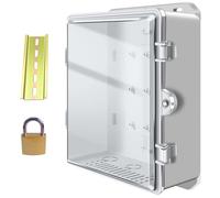 Boîte de jonction électrique étanche IP65, boîtier en plastique ABS durable avec serrure de rail, armoire extérieure murale pour l'alimentation solaire du routeur WiFi, 12.6x5.1x17.7 pouces noir