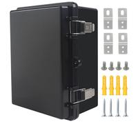 Boîte de jonction étanche IP67 avec couvercle à charnière en acier inoxydable avec plaque de montage et support mural, noir, 8.7 x 6.7 x 4.3in / 220 x 170 x 110 mm