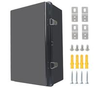Boîte de jonction étanche IP67 avec couvercle à charnière en acier inoxydable avec plaque de montage et support mural, noir, 15.7 x 11.8 x 6.7in / 400 x 300 x 170 mm