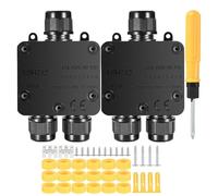 Boîte de Jonction Étanche IP68, 2 Pièces Boîte de Dérivation Electrique Exterieure Etanche, Connecteur de Câble Électrique à 3 Voies pour Câble Ø 4-15mm