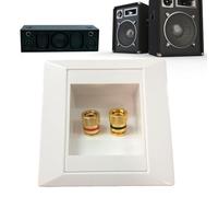 Boîte de jonction pour câbles de haut-parleur - murale avec prise banane avec prises bipolaires | Panneau audio en cuivre et ABS pour systèmes de son surround, installation simple, blanc pour