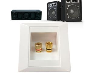 Boîte de jonction pour câbles de haut-parleur - murale avec prise banane avec prises bipolaires | Panneau audio en cuivre et ABS pour systèmes de son surround, installation simple, blanc pour
