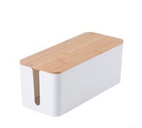 Boîte de jonction recouverte de bois pour une organisation efficace des câbles, fabriquée à partir de matériau ABS pour améliorer la sécurité (blanc)