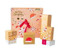 Boîte de l'Avent Personnalisée - 24 Compartiments Coffret Événement, Présent Friandises, Artisanale Boîte Cadeau | Contenant Réutilisable Surprise pour Fêtes, Adultes, Noël