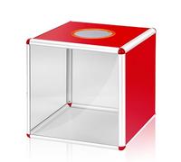 Boîte de Loterie, Boîte à Commentaires avec Cadre en Aluminium, Boîte à Tombola avec Alliage D'aluminium, Boîte de Donation Acrylique pour Réunions Annuelles et Jeux, pour Billets (25x25x25 cm)