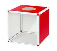 Boîte de loterie transparente de 30 cm - Rouge - Avec ouverture de loterie de 10 cm - Stable pour le jeu au sort, le vote, les dons, les événements, les urnes, la tombola