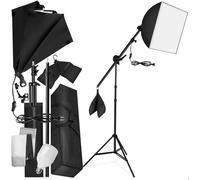 BOITE DE LUMIERE - TECTAKE - Kit Studio Photo 1 Lampe 55 W avec Softbox et Trépieds extensible + Sac de Rangement