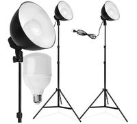 BOITE DE LUMIERE - TECTAKE - Lot de 2 Lampes réflecteur Studio photo Boite lumière éclairage avec Abat - jour et trépied extensible