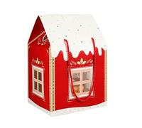 Boîte de luxe pour maison de vacances, chalet de Noël rouge, cadeaux de pendaison de crémaillère et décoration de célébration saisonnière au pays des merveilles, emballage festif, étagère d'emballage