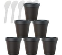 Boîte de maquillage. 6 pots vides en plastique à large ouverture for masque facial rose de 200 ml, avec couvercles et 6 spatules