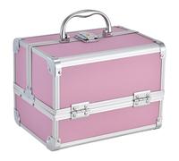 Boîte de Maquillage avec Miroir 7x7x9 dans l'organisateur de Maquillage Extensible Portable à 3 Couches avec Rangement Protection pour Le verrou pour Le cosmétologue Voyage