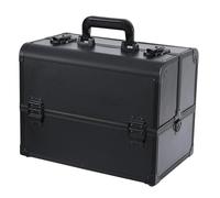 Boîte de maquillage de beauté, étuis à cosmétiques professionnels, boîte à outils multicouche de maquillage, organisateur de rangement, sac de valise(Black)