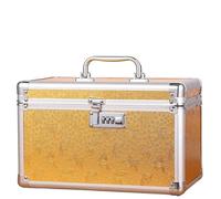 Boîte de maquillage de beauté, étuis à cosmétiques professionnels d'artiste, boîte à outils multicouche de maquillage, organisateur de rangement, sac de valise(Gold A)