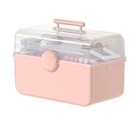 Boîte de Maquillage de Bureau Transparent en Plastique Transparent Haut Niveau de capacité pour Les médicaments cosmétiques Bijoux (Extra L Pink)