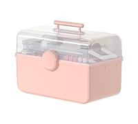 Boîte de Maquillage de Bureau Transparent en Plastique Transparent Haut Niveau de capacité pour Les médicaments cosmétiques Bijoux (Gros Rose)