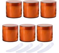 Boîte de maquillage. Lot de 6 pots cosmétiques vides en plastique blanc de 100 g avec couvercle à vis, doublure intérieure, récipient de 100 ml(Brown)