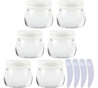 Boîte de maquillage. Pack de 6, flacon de voyage crème vide rose de 10 ml + 4 spatules(Clear)