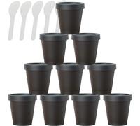 Boîte de maquillage. Pot cosmétique vide étanche, 12 pièces, avec couvercles et 6 spatules(Black,200ml)