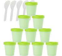 Boîte de maquillage. Pot cosmétique vide étanche, 12 pièces, avec couvercles et 6 spatules(Green,200ml)