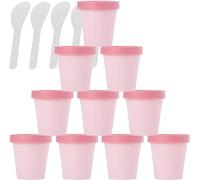Boîte de maquillage. Pot cosmétique vide étanche, 12 pièces, avec couvercles et 6 spatules(Pink,200ml)