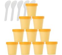 Boîte de maquillage. Pot cosmétique vide étanche, 12 pièces, avec couvercles et 6 spatules(Yellow,200ml)