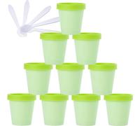 Boîte de maquillage. Pots de stockage en plastique avec doublure intérieure, 20 pièces, for le stockage du corps, des mains, du visage, de la crème, de la Lotion, du Gel, 5 spatules(Green,200ml)