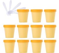 Boîte de maquillage. Pots de stockage en plastique avec doublure intérieure, 20 pièces, for le stockage du corps, des mains, du visage, de la crème, de la Lotion, du Gel, 5 spatules(Yellow,200ml)