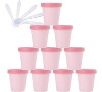 Boîte de maquillage. Pots de stockage en plastique avec doublure intérieure, 20 pièces, for le stockage du corps, des mains, du visage, de la crème, de la Lotion, du Gel, 5 spatules(Pink,200ml)