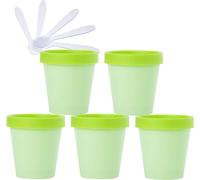 Boîte de maquillage. Pots de stockage en plastique avec doublure intérieure, 5 pièces, for le corps, les mains, le visage, la crème, la Lotion, le Gel, 5 spatules(Green,200ml)