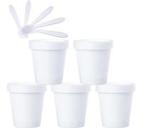 Boîte de maquillage. Pots de stockage en plastique avec doublure intérieure, 5 pièces, for le corps, les mains, le visage, la crème, la Lotion, le Gel, 5 spatules(White,200ml)