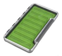 Boîte de matériel de pêche à la mouche, 13,8 x 9,5 x 1,7 cm, couvercle fin transparent d'un côté, construction en silicone étanche, résistante aux chutes et à l'humidité, pour les pêcheurs à la mouche