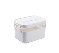 Boîte de médecine familiale, boîte premiers secours, conteneur médicaments domestique multicouche Portable for bureau, rangement médicale à domicile, coffre(White,S)