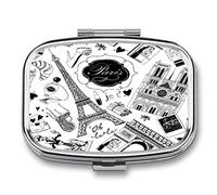 Boîte De Médecine Quotidienne Tour Eiffel Et Décoration Architecturale Voyage Boîte De Médecine Portable Avec Boîte Miroir Vitamine Boîte De Rangement Boîte