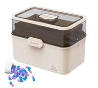 Boîte de médecine transparente - Case de pilule quotidienne, organisateur de pilules de voyage | Boîte à pilules grande à trois couches pour plusieurs doses par jour, étui de rappel de pilule avec com