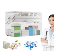 Boîte de médecine transparente - Organisateur de médecine familiale claire avec des couches doubles | Tenez la papeterie de bijoux avec poignée pliante pour la maison, dortoir, les voyages en voitu