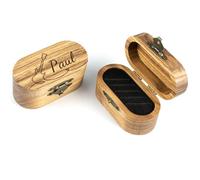 Boîte de médiators de guitare personnalisée en bois gravé, cadeau pour papa, maman, musicien, anniversaire, Noël (style 2)