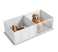 Boîte de mise bas pour chiens et chiots - PawHut - de petite et grande race - porte à hauteur réglable - 166 x 80 x 50 cm - blanc