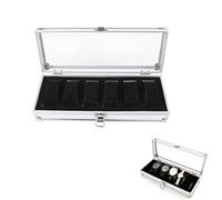 Boîte de montre en aluminium couleur argent montre mallette de rangement maison horloge organisation décoration étui (6 emplacements)