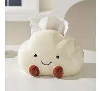 Boîte De Mouchoirs En Céramique Nuage Mignon - Design Visage Souriant Avec Pieds Brillants Rouge Brun Ouverture Large Sans Blocage Décoration Salon Chambre Bureau Salle De Bain