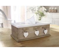 Boîte de mouchoirs "White Heart" en bois, blanc, style maison de campagne, distributeur de lingettes humides, boîte de mouchoirs cosmétiques