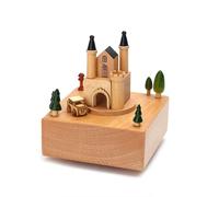 Boîte de Musique en Bois Wind Up - Train Castle Girl Dancer Design | Charmant décor de Chambre de Bureau de Bureau Musical, Cadeau de Noël de Noël pour Les Filles pour Filles
