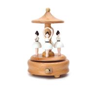 Boîte de Musique en Bois Wind Up - Train Castle Girl Dancer Design | Charmant décor de Chambre de Bureau de Bureau Musical, Cadeau de Noël de Noël pour Les Filles pour Filles