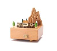 Boîte de Musique en Bois Wind Up - Train Castle Girl Dancer Design | Charmant décor de Chambre de Bureau de Bureau Musical, Cadeau de Noël de Noël pour Les Filles pour Filles