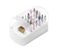 Boîte de nettoyage de pointes à ongles 2 en 1 - Boîte d'exposition blanche de 30 fentes, brosse en nylon | support de fraise antidérapant, étui de nettoyage de poussière pour pointes de